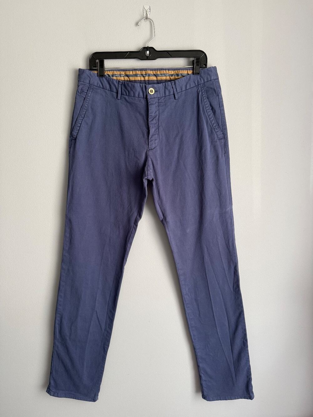Massimo Dutti Men's 34 Chino Trousers Slate Blue Regular Fit Quiet Luxury Preppy